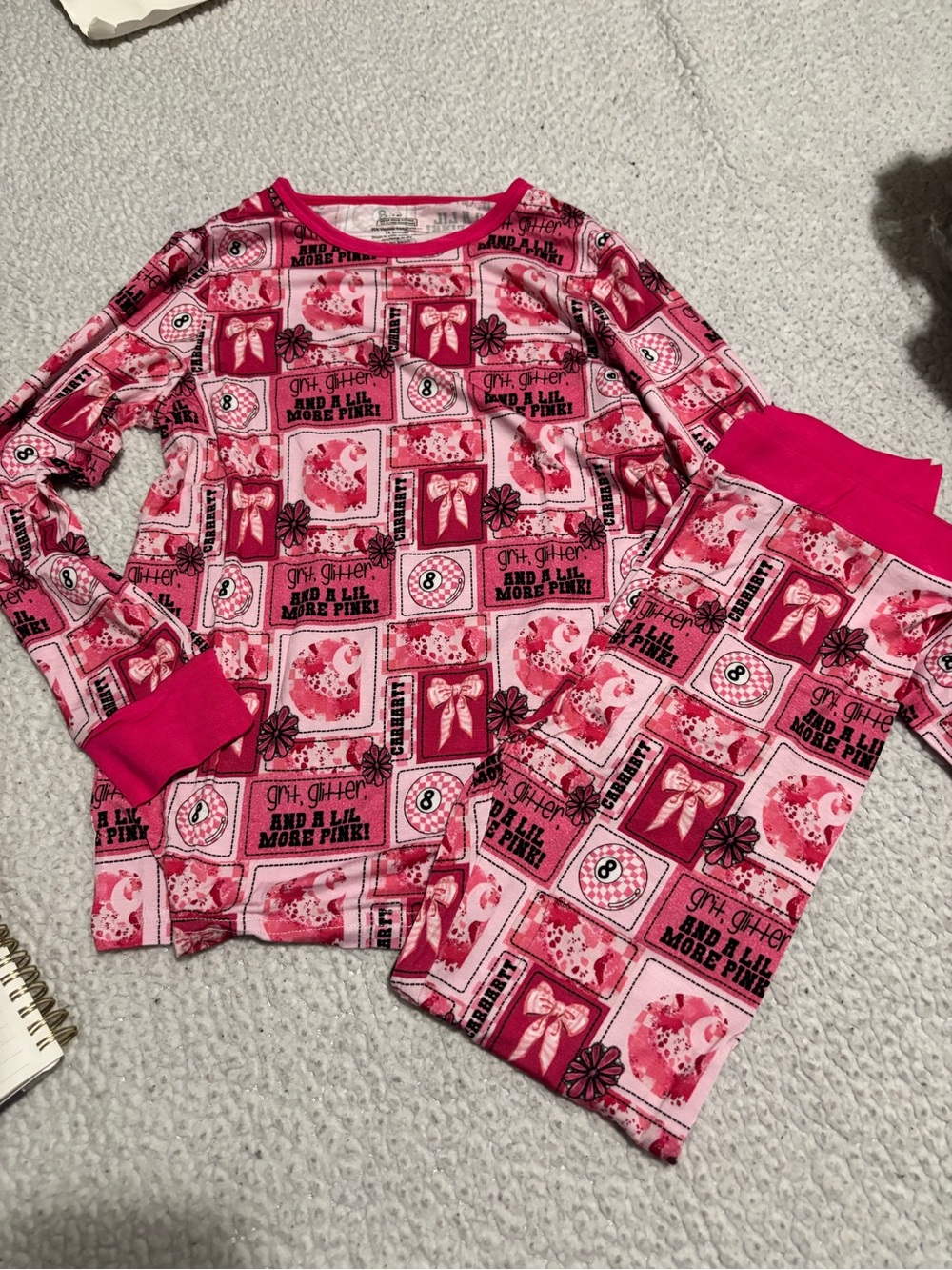 Bamboo Girls' Carhartt Pink Printed Pajama Set - Brand: